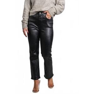 NEW DAZE shy girl coated crop flare jeans in coated star sign